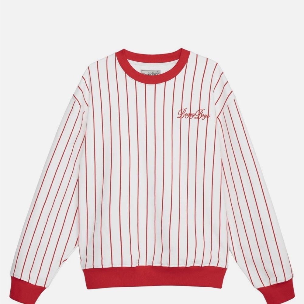 Bogey Boys Red and White Pinstriped Men's Sweatshirt